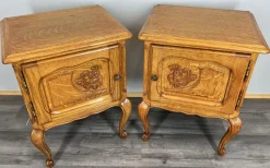 New Pamono Vintage French Oak Bedside Tables, Set of 2
