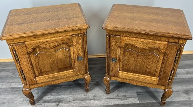 New Pamono Vintage French Oak Bedside Tables, Set of 2