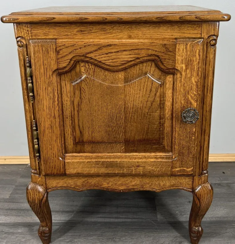 New Pamono Vintage French Oak Bedside Tables, Set of 2