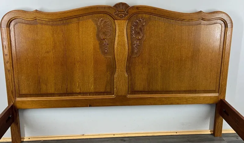 Pamono Vintage French Oak Double Bed