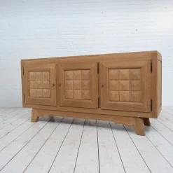 Pamono Vintage French Oak Sideboard from Gaston Poisson, 1940s><noscript><img width=
