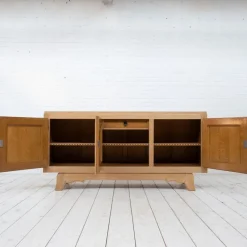 Pamono Vintage French Oak Sideboard from Gaston Poisson, 1940s><noscript><img width=