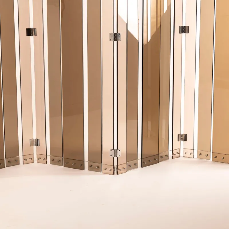 Discount Pamono Vintage French 4-Panel Screen in Smoked Acrylic Glass attributed to Philippe Jean, 1970s