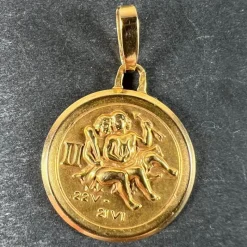 Online Pamono Vintage French Perroud Gemini Zodiac 18k Yellow Gold Medal Pendant, 1960s