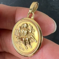 Online Pamono Vintage French Perroud Gemini Zodiac 18k Yellow Gold Medal Pendant, 1960s