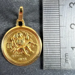 Online Pamono Vintage French Perroud Gemini Zodiac 18k Yellow Gold Medal Pendant, 1960s