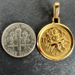 Online Pamono Vintage French Perroud Gemini Zodiac 18k Yellow Gold Medal Pendant, 1960s