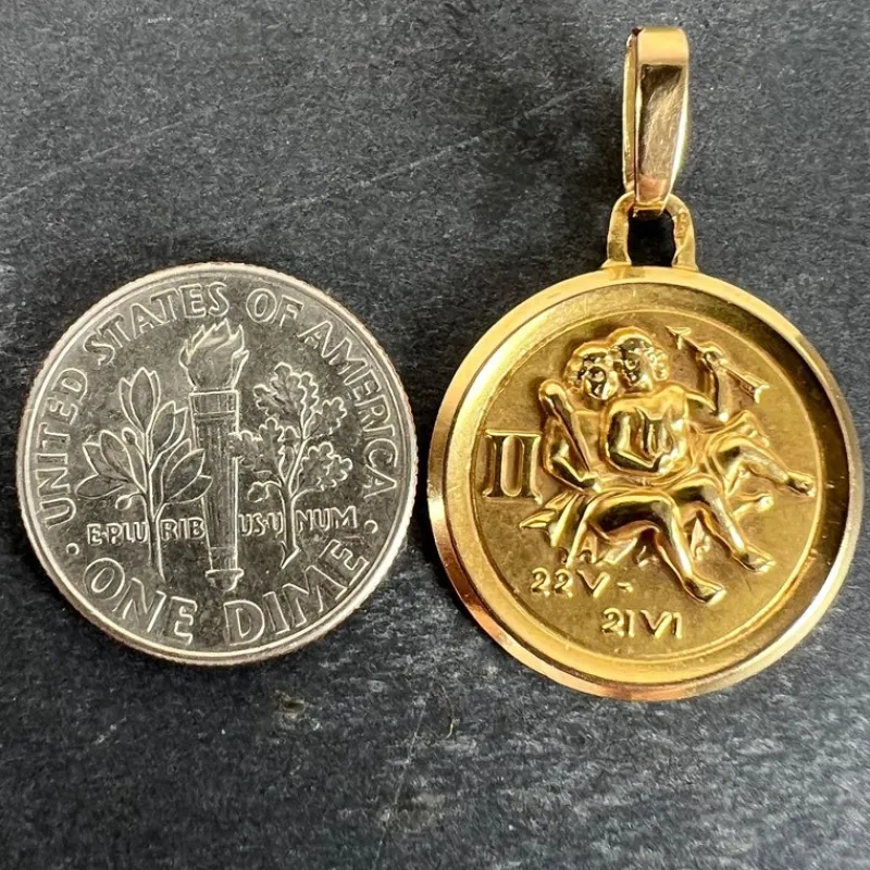 Online Pamono Vintage French Perroud Gemini Zodiac 18k Yellow Gold Medal Pendant, 1960s