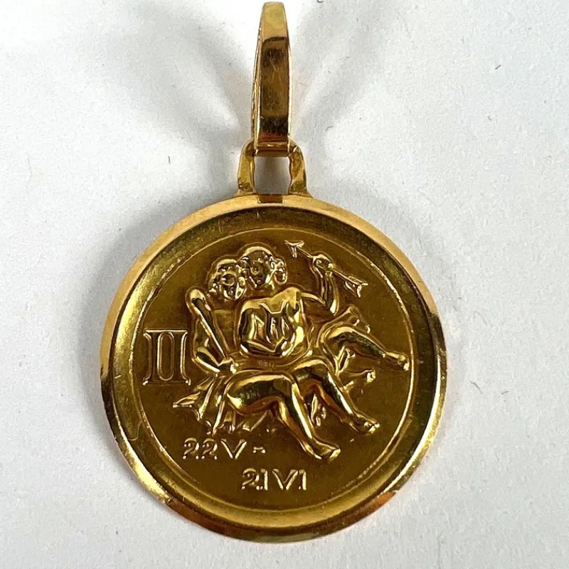 Online Pamono Vintage French Perroud Gemini Zodiac 18k Yellow Gold Medal Pendant, 1960s