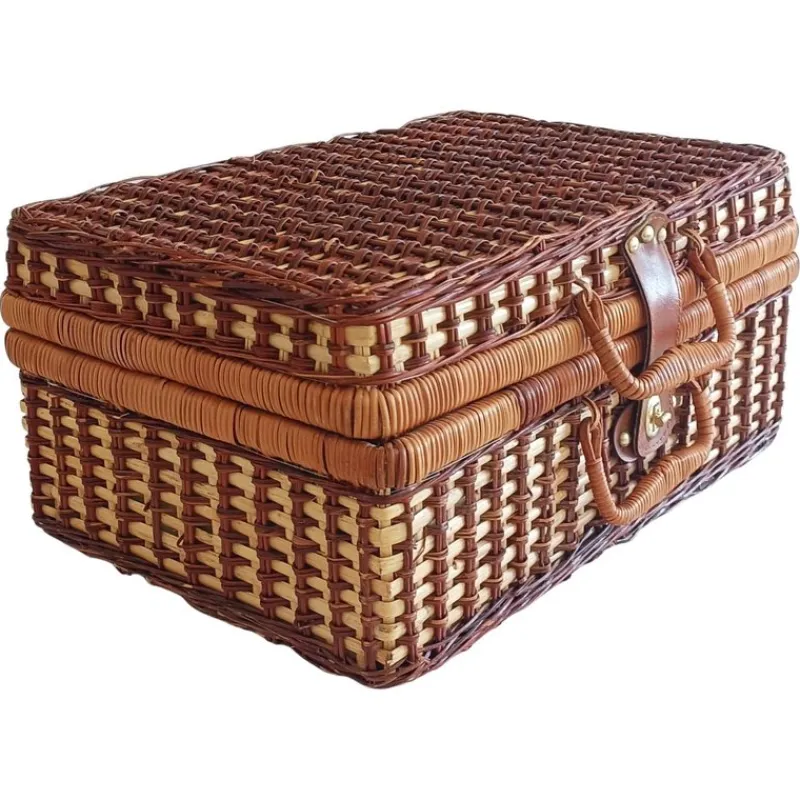 Pamono Vintage French Picnic Case in Wicker, 1940s> Trunks Crates & Baskets