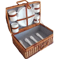 Pamono Vintage French Picnic Case in Wicker, 1940s><noscript><img width=