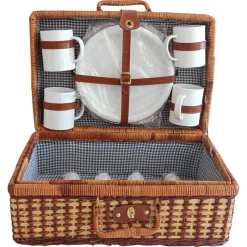 Pamono Vintage French Picnic Case in Wicker, 1940s><noscript><img width=