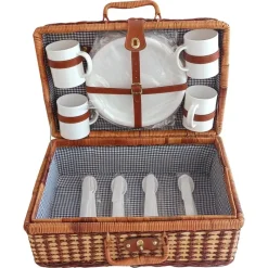 Pamono Vintage French Picnic Case in Wicker, 1940s><noscript><img width=