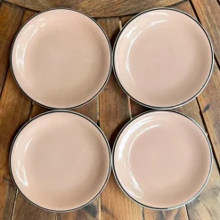 Pamono Vintage French Pink Dessert Plates by Villeroy & Boch, 1930s, Set of 4> Dinner Plates & Bowls