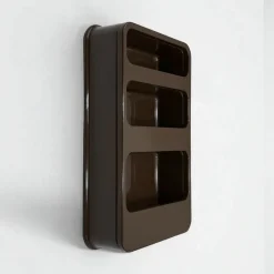 Pamono Vintage French Plastra Wall Shelves in Brown Plastic by Jean-Lin Viaud for Prisunic, 1970s><noscript><img width=