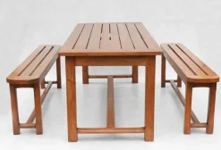 Pamono Vintage French Provincial Slatted Pine Outside Dining Table, 1980> Garden Tables