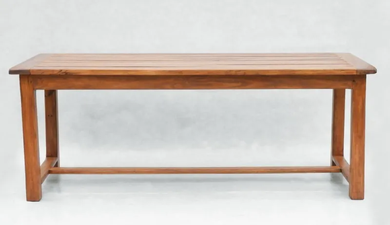 Pamono Vintage French Provincial Slatted Pine Outside Dining Table, 1980> Garden Tables