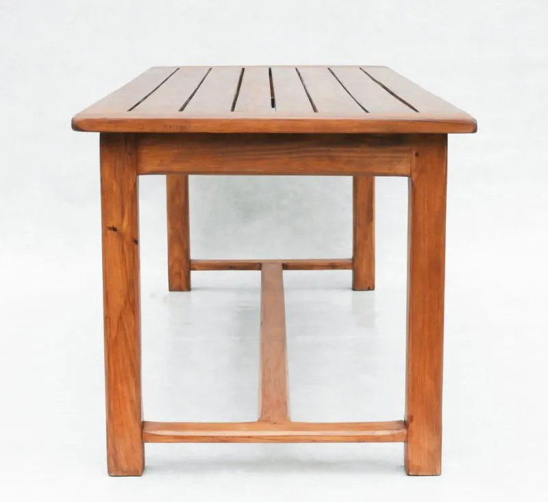 Pamono Vintage French Provincial Slatted Pine Outside Dining Table, 1980> Garden Tables