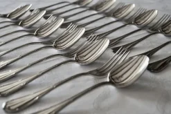 Pamono Vintage French Rubans Box Silver-Plated Dessert Cutlery from Christofle, 1960s, Set of 24><noscript><img width=