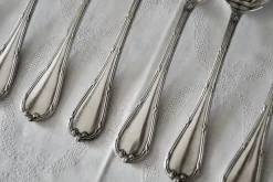 Pamono Vintage French Rubans Box Silver-Plated Dessert Cutlery from Christofle, 1960s, Set of 24><noscript><img width=