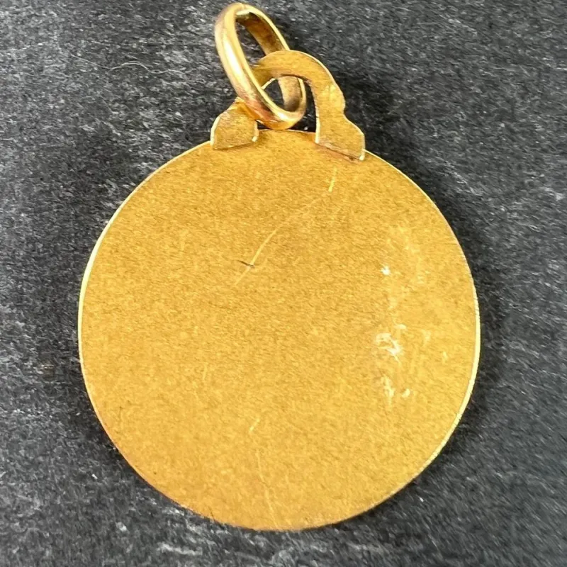 Online Pamono Vintage French Saint Isabelle of France Medal Charm Pendant in 18 Karat Yellow Gold, 1930s