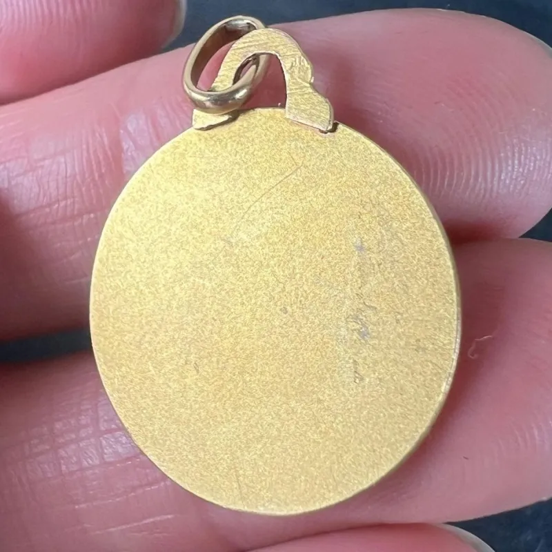 Online Pamono Vintage French Saint Isabelle of France Medal Charm Pendant in 18 Karat Yellow Gold, 1930s