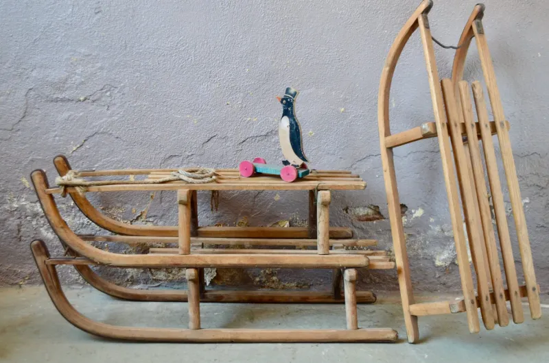 Pamono Vintage French Sled in Wood and Metal> Garden Accessories