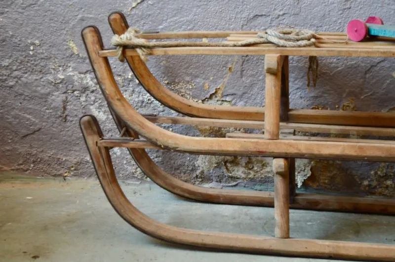Pamono Vintage French Sled in Wood and Metal> Garden Accessories