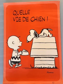 Pamono Vintage French Snoopy It's a Dog's Life Poster after Charles Schulz, 1971><noscript><img width=