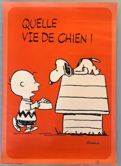 Pamono Vintage French Snoopy It's a Dog's Life Poster after Charles Schulz, 1971><noscript><img width=