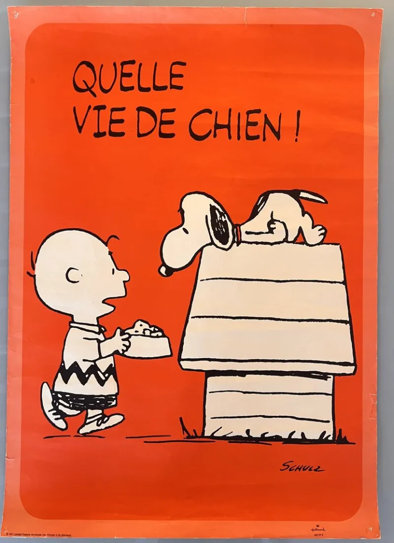Pamono Vintage French Snoopy It's a Dog's Life Poster after Charles Schulz, 1971> Posters|Wall Decor