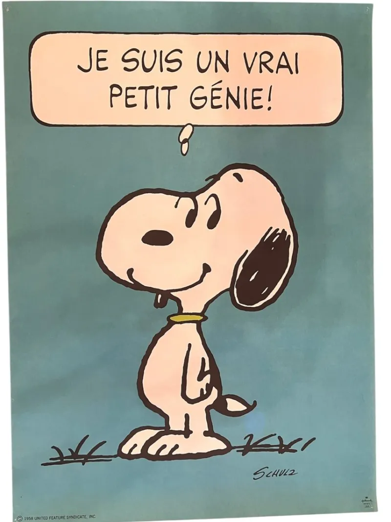 Pamono Vintage French Snoopy Little Genius Poster after Charles Schulz, 1971> Posters|Wall Decor