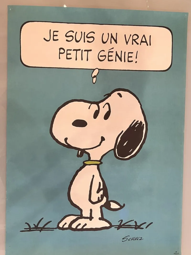 Pamono Vintage French Snoopy Little Genius Poster after Charles Schulz, 1971> Posters|Wall Decor