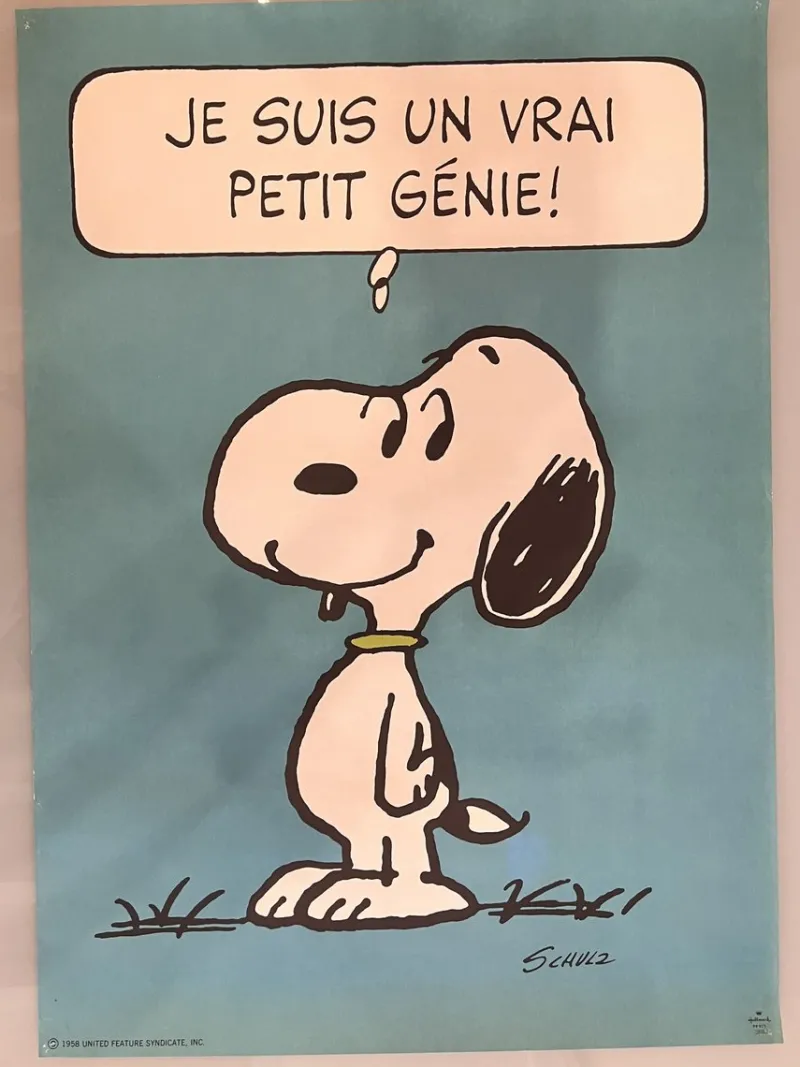 Pamono Vintage French Snoopy Little Genius Poster after Charles Schulz, 1971> Posters|Wall Decor