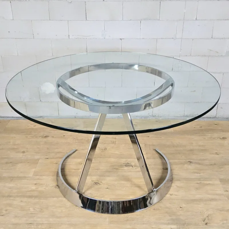 Pamono Vintage French Space Age Dining Table and Chairs by Boris Tabacoff, 1970s, Set of 5> Dining Tables & Sets