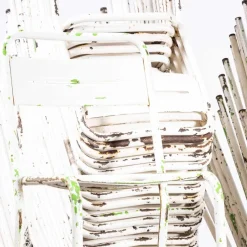 Pamono Vintage French Stacking Outdoor Chairs in White Metal by Tolix, 1950s> Garden Seating