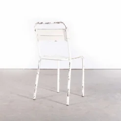 Pamono Vintage French Stacking Outdoor Chairs in White Metal by Tolix, 1950s><noscript><img width=
