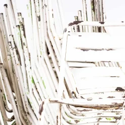 Pamono Vintage French Stacking Outdoor Chairs in White Metal by Tolix, 1950s><noscript><img width=