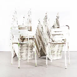 Pamono Vintage French Stacking Outdoor Chairs in White Metal by Tolix, 1950s><noscript><img width=