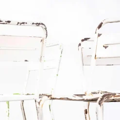 Pamono Vintage French Stacking Outdoor Chairs in White Metal by Tolix, 1950s><noscript><img width=