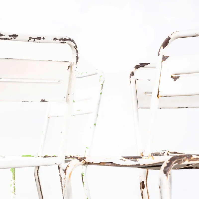 Pamono Vintage French Stacking Outdoor Chairs in White Metal by Tolix, 1950s> Garden Seating