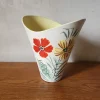 Pamono Vintage French Wide Neck Vase with Hand-Painted Flowers and Yellow Interior from Vallauris, 1960s> Vases