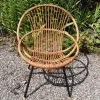 Pamono Vintage Garden Chair with Black Painted Metal Pipe Frame and Bamboo Seat Shell, 1960s> Garden Seating