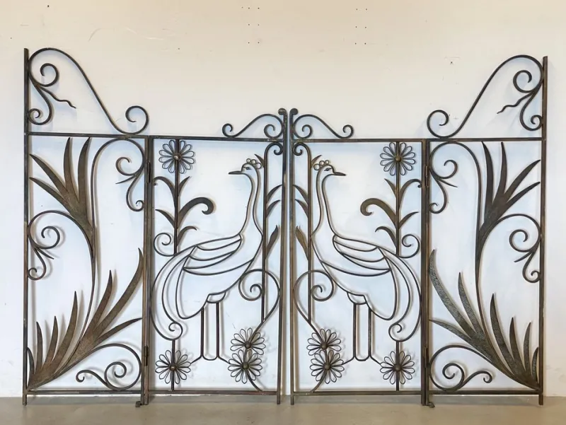 Pamono Vintage Gate in Wrought Iron, 1970s, Set of 2> Room Dividers & Screens
