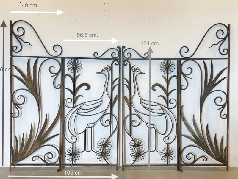 Pamono Vintage Gate in Wrought Iron, 1970s, Set of 2> Room Dividers & Screens