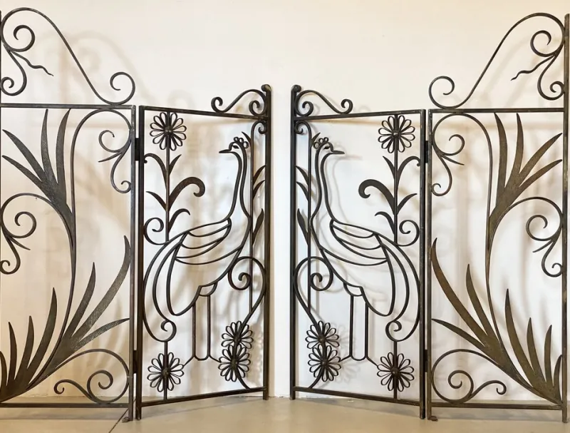 Pamono Vintage Gate in Wrought Iron, 1970s, Set of 2> Room Dividers & Screens
