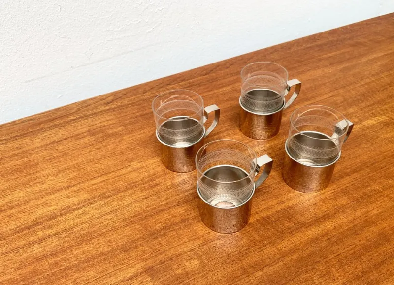 Outlet Pamono Vintage GDR East German Tea Glasses from MUQ, Metallwarenfabrik Union Quedlinburg, Set of 4