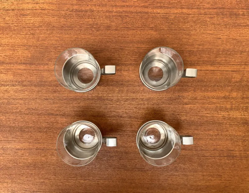 Outlet Pamono Vintage GDR East German Tea Glasses from MUQ, Metallwarenfabrik Union Quedlinburg, Set of 4