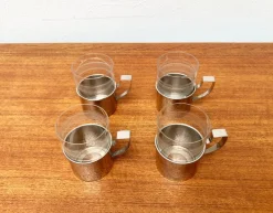 Outlet Pamono Vintage GDR East German Tea Glasses from MUQ, Metallwarenfabrik Union Quedlinburg, Set of 4