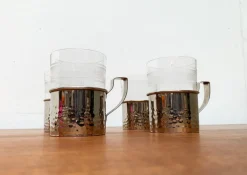 Outlet Pamono Vintage GDR East German Tea Glasses from MUQ, Metallwarenfabrik Union Quedlinburg, Set of 4